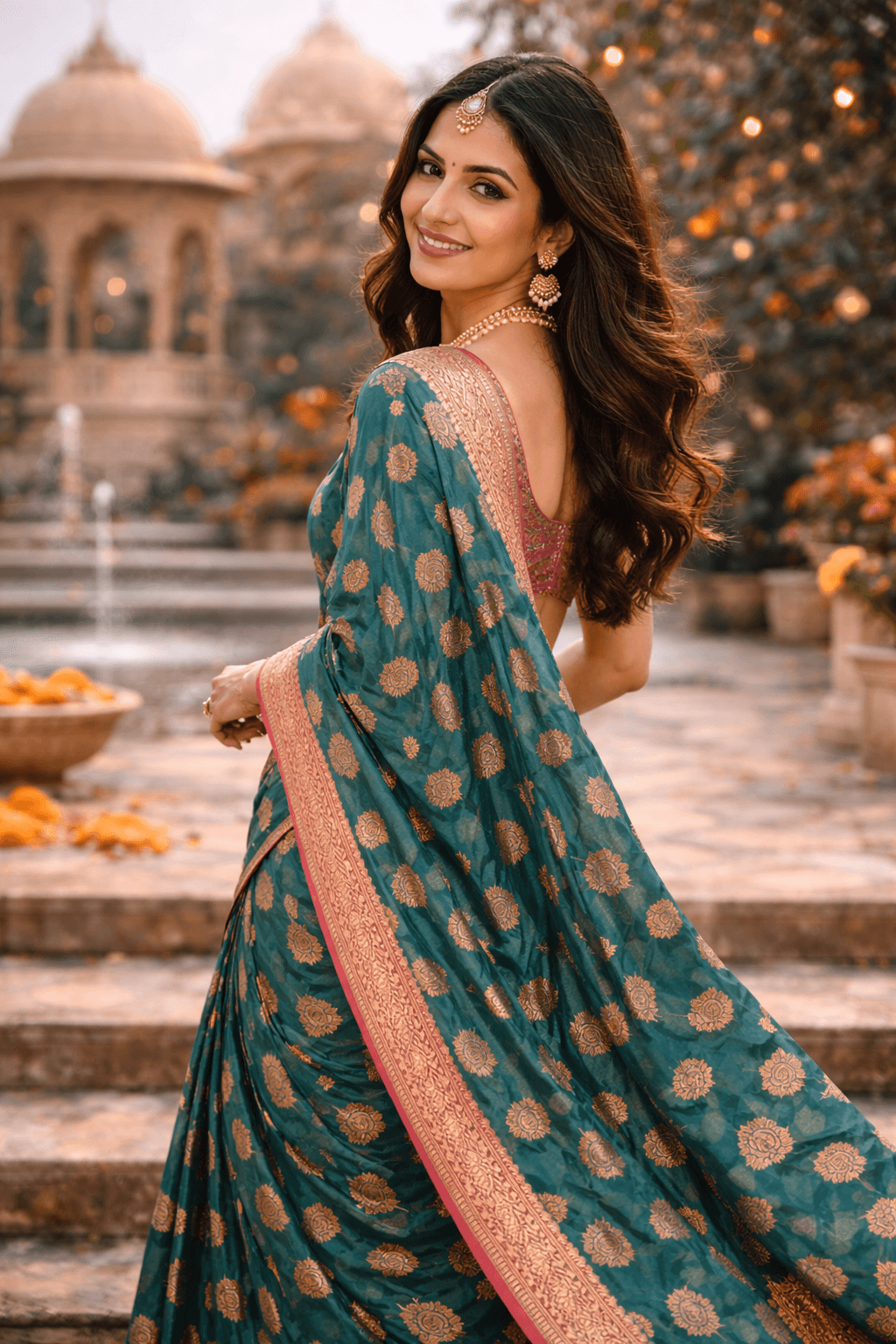 Green-Lotus-Mist Silk Saree alternate view